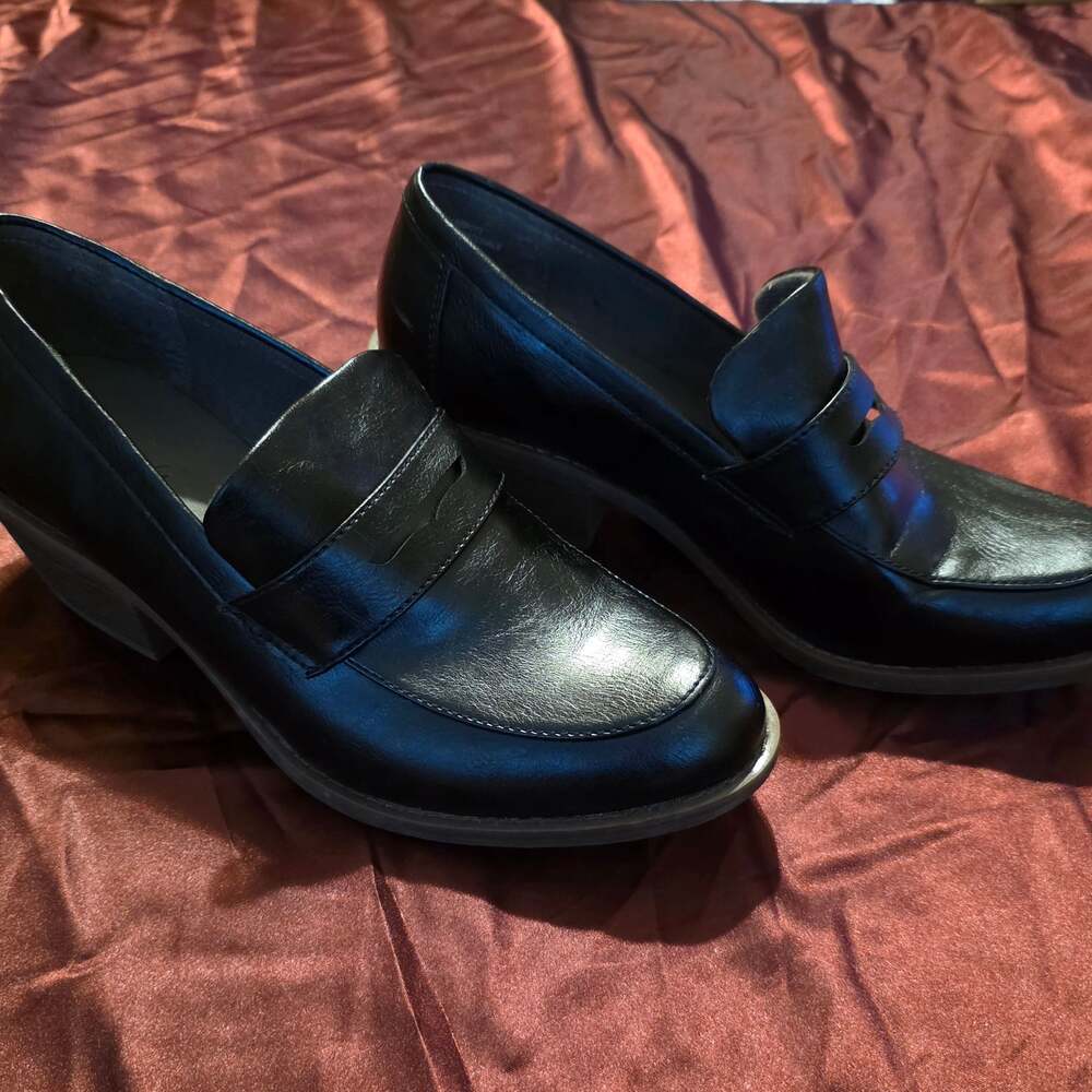 Eurosoft Abbott Women's Black Penny Loafer Block Heels